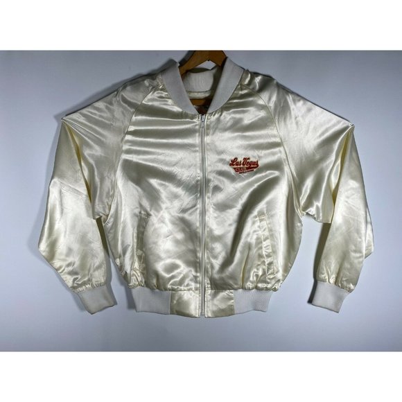 jacket factory Other - Vintage 90s Las Vegas Club Hotel Casino Satin Jacket SZ Large White Made in USA
